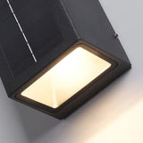 Modern Rectangular Solar Powered LED Outdoor Wall Sconce Waterproof Up and Down Exterior Porch Lighting