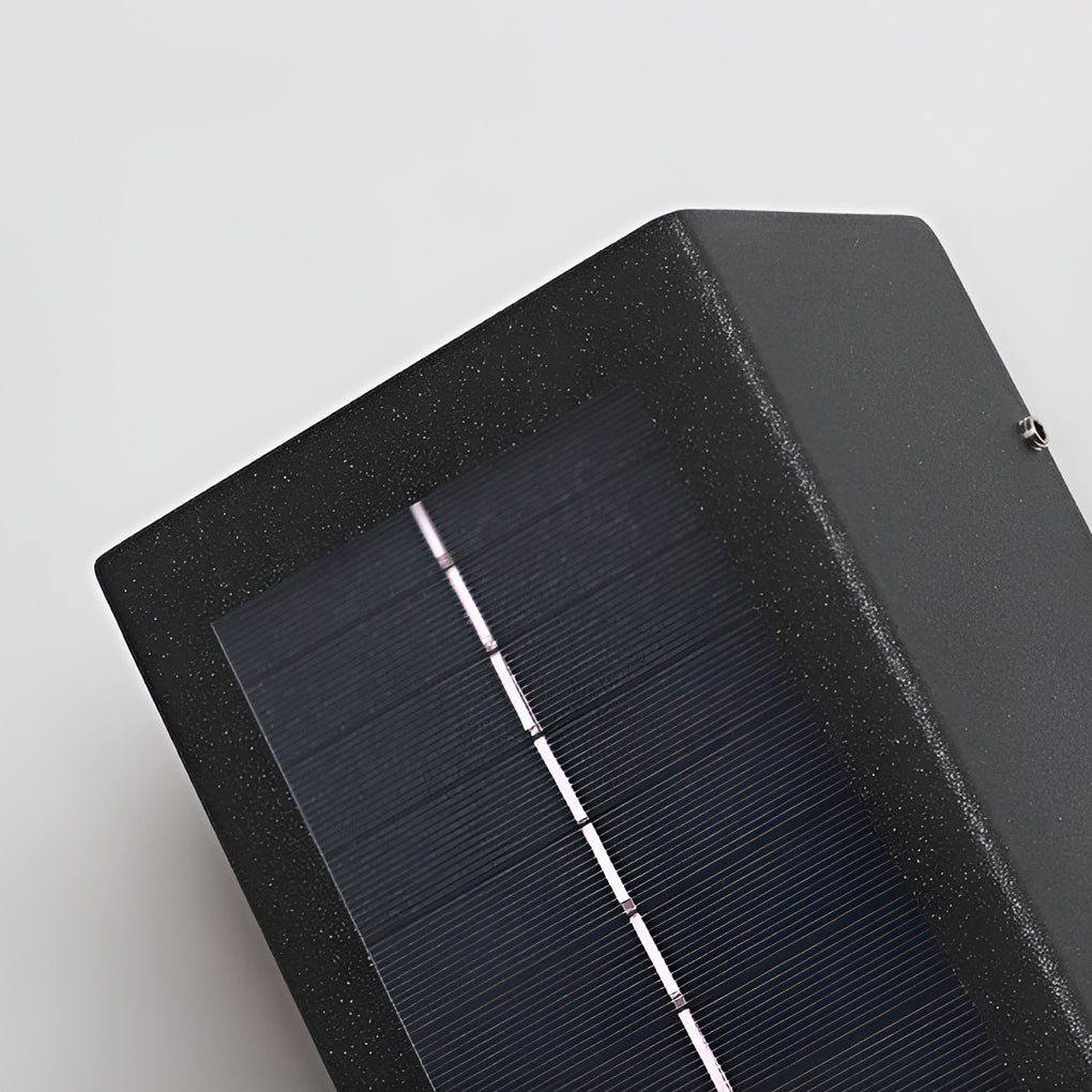 Modern Rectangular Solar Powered LED Outdoor Wall Sconce Waterproof Up and Down Exterior Porch Lighting