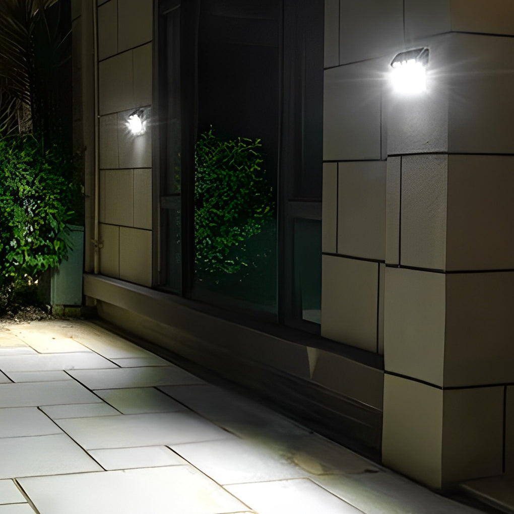 Modern Rectangular Stainless Steel Solar Motion Sensor Outdoor Wall Light with Waterproof LED Technology