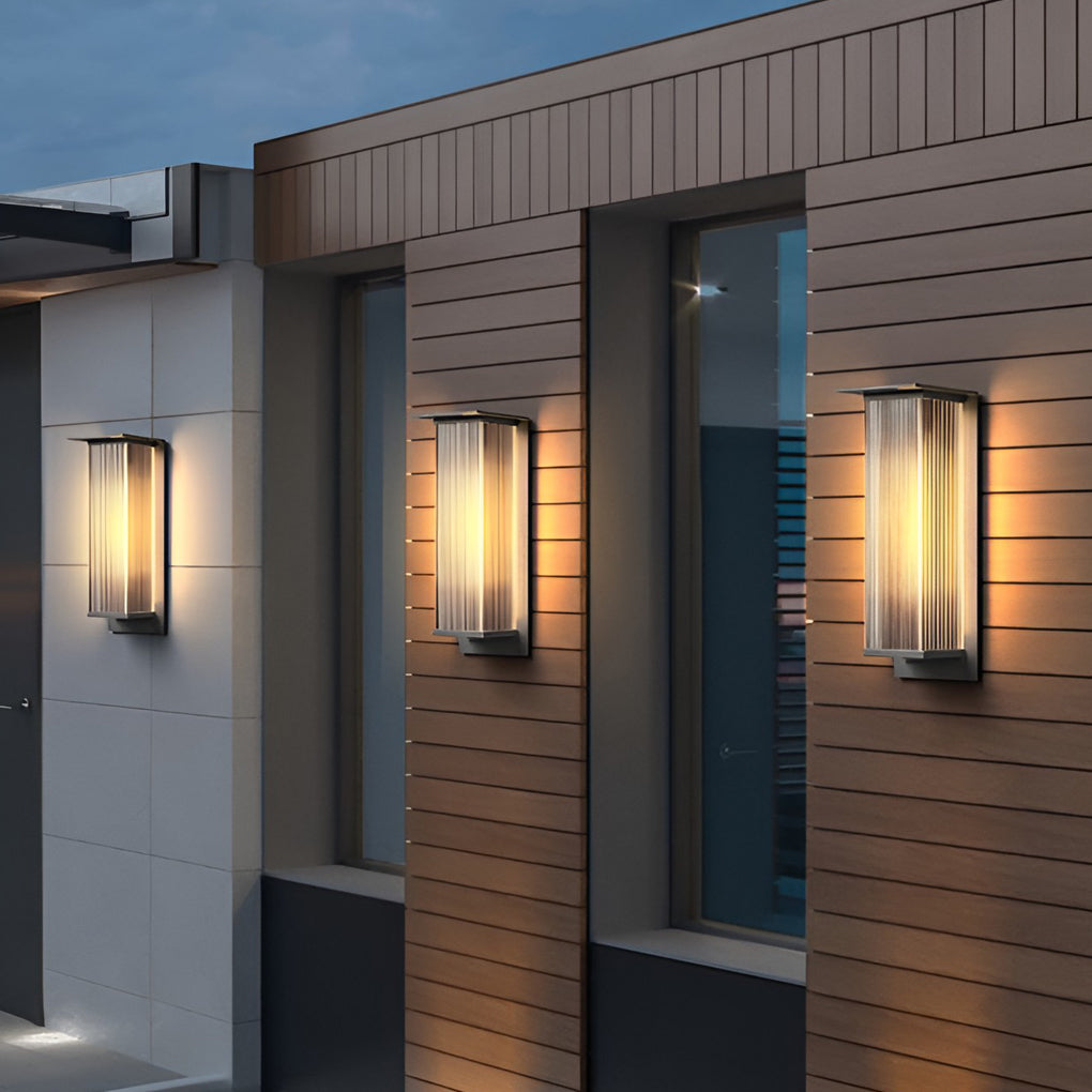 Modern Rectangular Waterproof LED Outdoor Solar Wall Sconce Light for Porch Garden and Villa