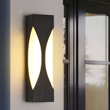 Modern Rectangular Waterproof LED Outdoor Wall Sconce in Black Stainless Steel Finish for Garden and Patio