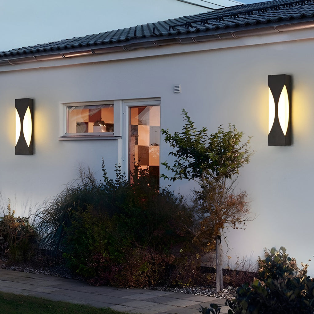 Modern Rectangular Waterproof LED Outdoor Wall Sconce in Black Stainless Steel Finish for Garden and Patio