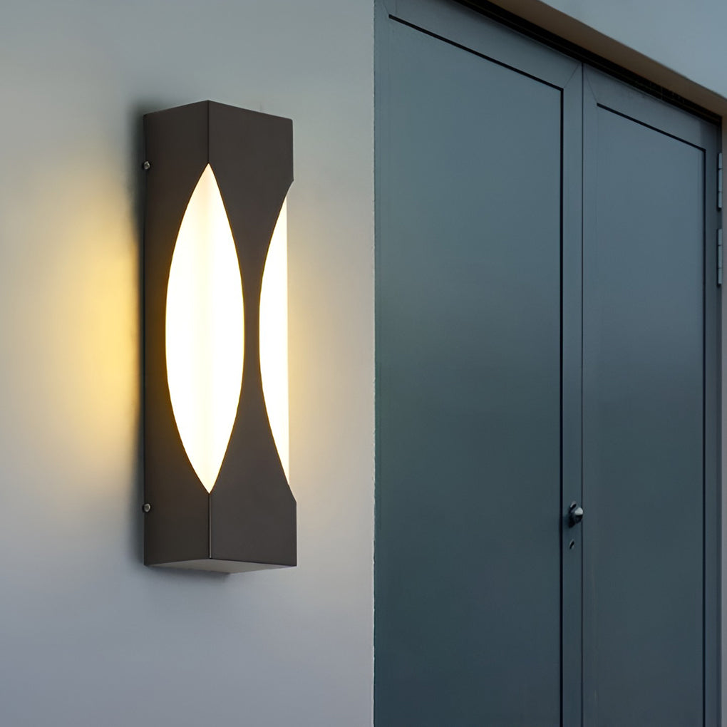 Modern Rectangular Waterproof LED Outdoor Wall Sconce in Black Stainless Steel Finish for Garden and Patio