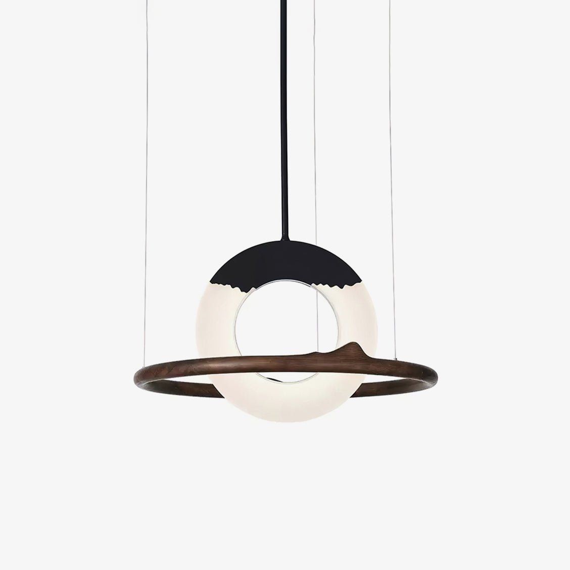 Modern Reincarnation Wood Ring LED Pendant Light Circular Minimalist Chandelier