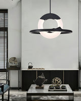 Modern Reincarnation Wood Ring LED Pendant Light Circular Minimalist Chandelier