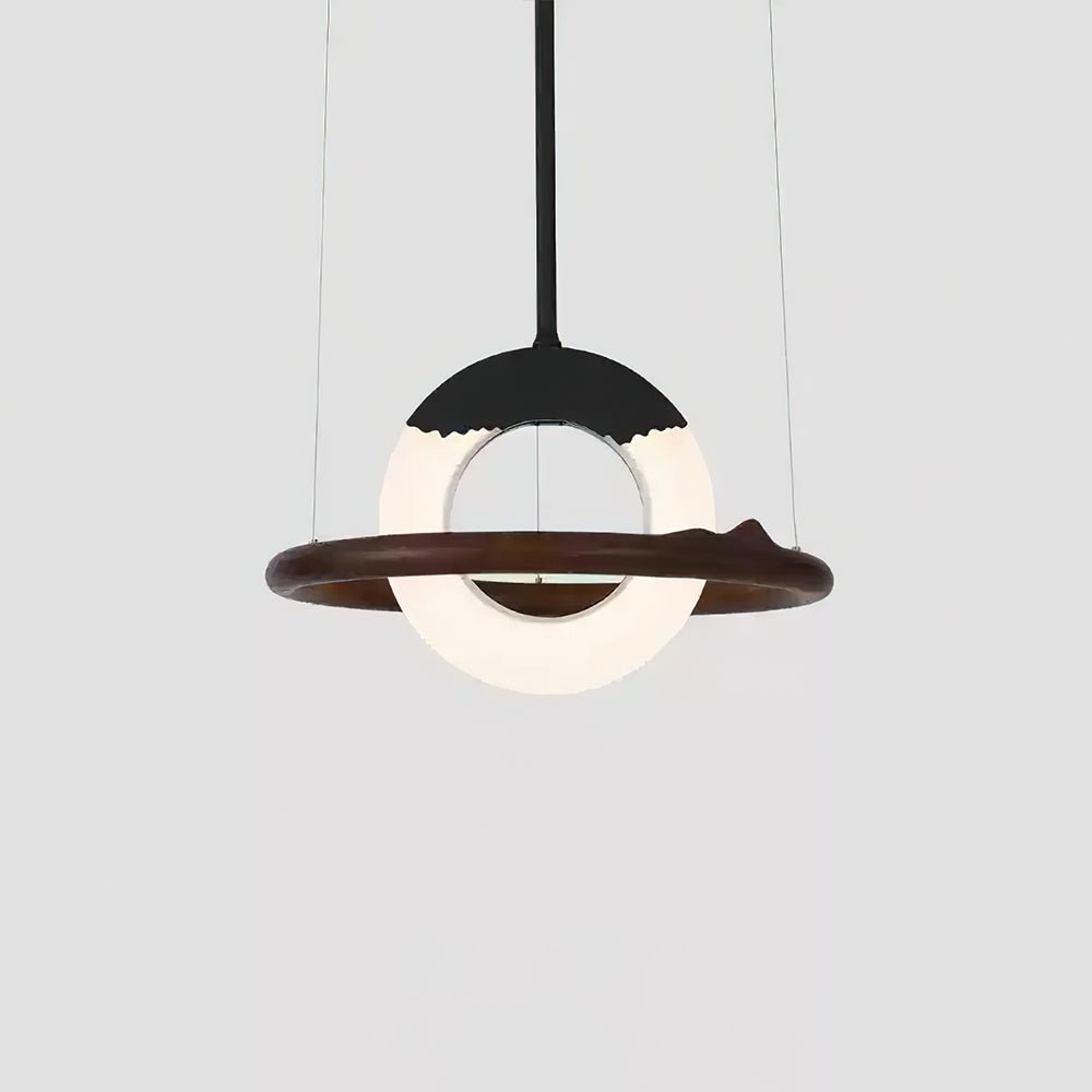 Modern Reincarnation Wood Ring LED Pendant Light Circular Minimalist Chandelier
