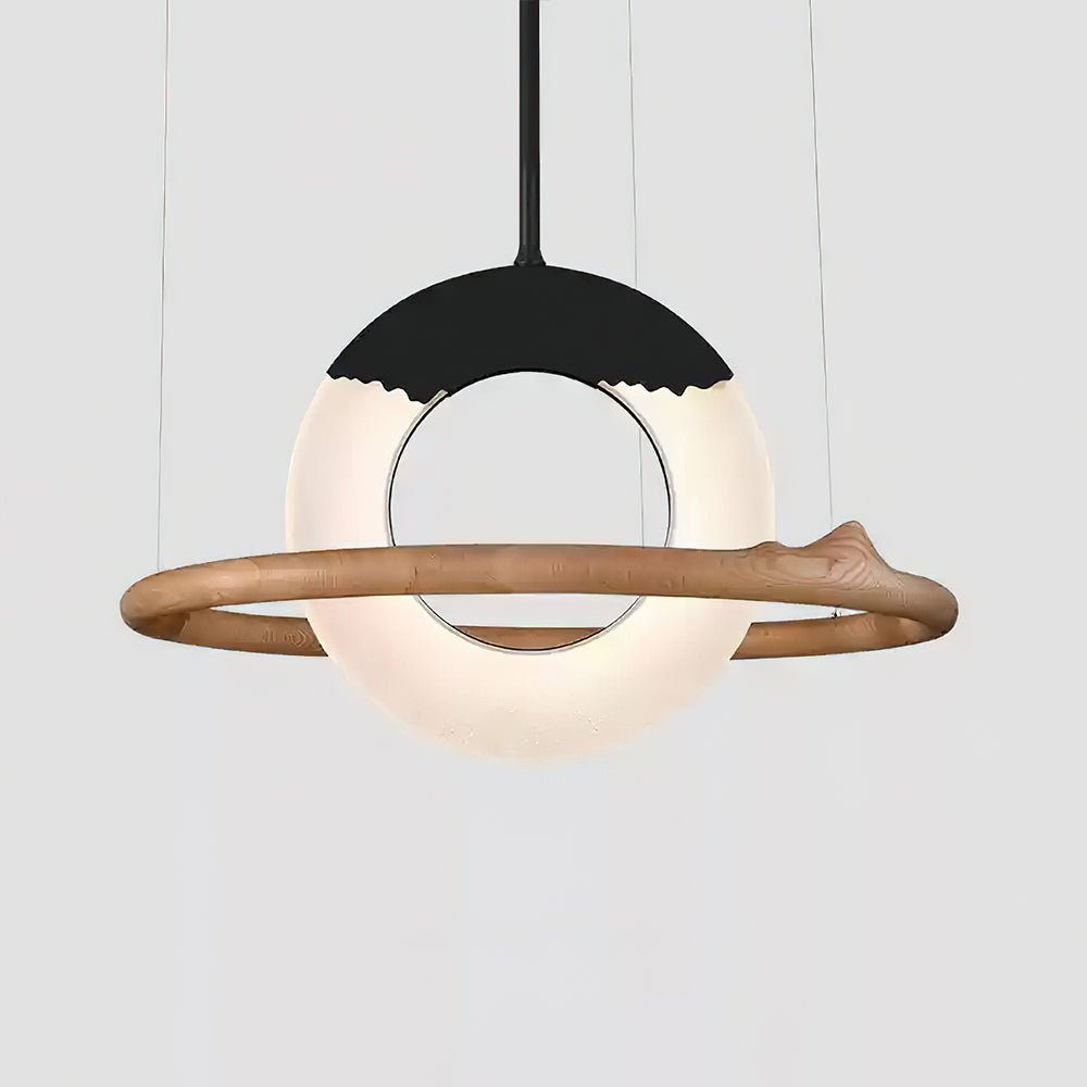 Modern Reincarnation Wood Ring LED Pendant Light Circular Minimalist Chandelier