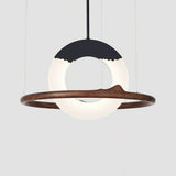 Modern Reincarnation Wood Ring LED Pendant Light Circular Minimalist Chandelier