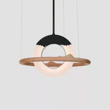 Modern Reincarnation Wood Ring LED Pendant Light Circular Minimalist Chandelier