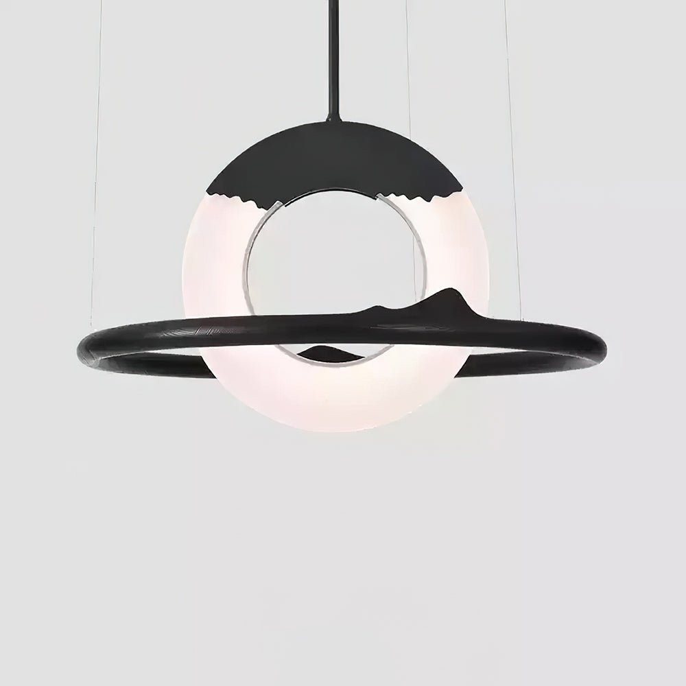 Modern Reincarnation Wood Ring LED Pendant Light Circular Minimalist Chandelier