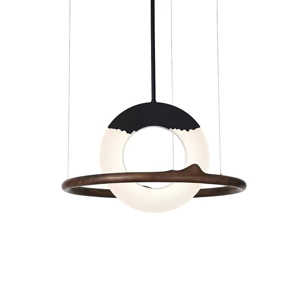 Modern Reincarnation Wood Ring LED Pendant Light Circular Minimalist Chandelier