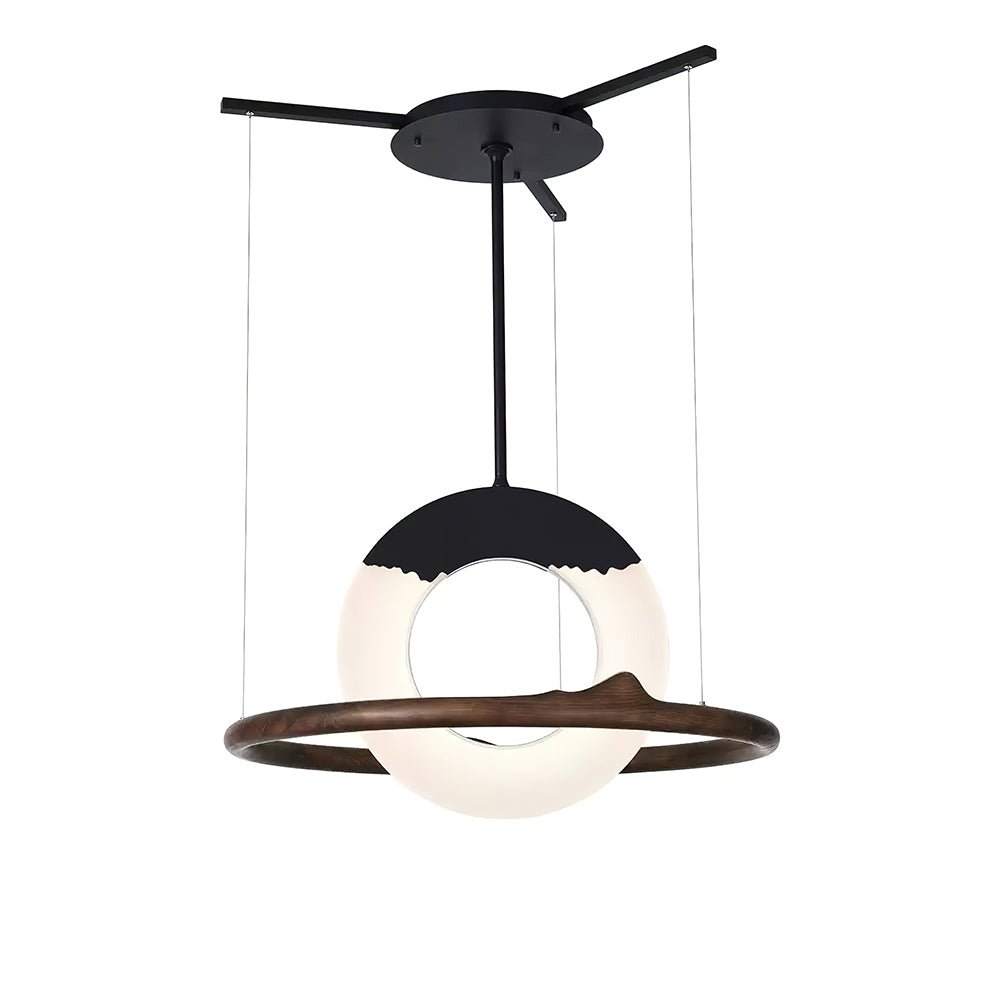 Modern Reincarnation Wood Ring LED Pendant Light Circular Minimalist Chandelier