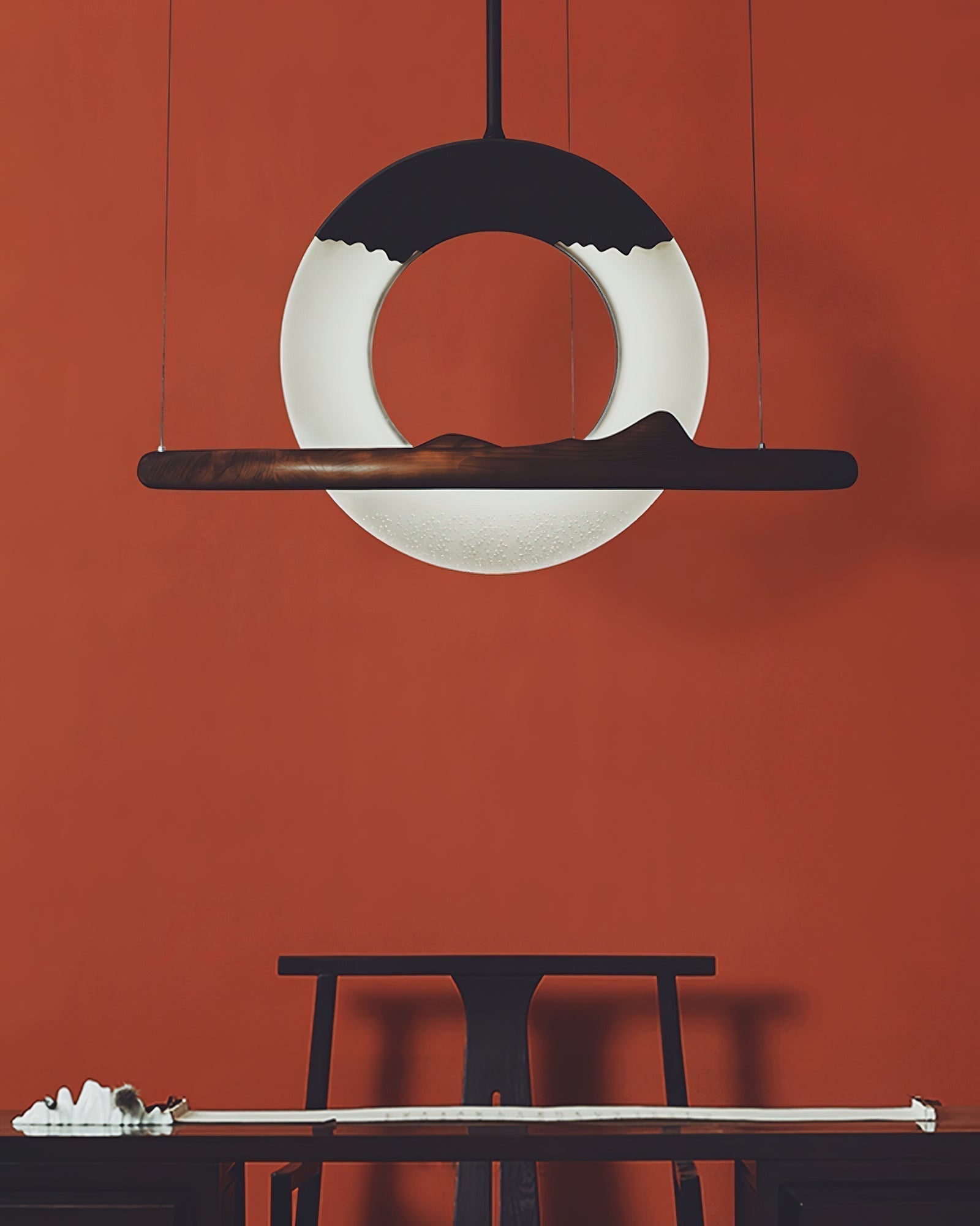 Modern Reincarnation Wood Ring LED Pendant Light Circular Minimalist Chandelier