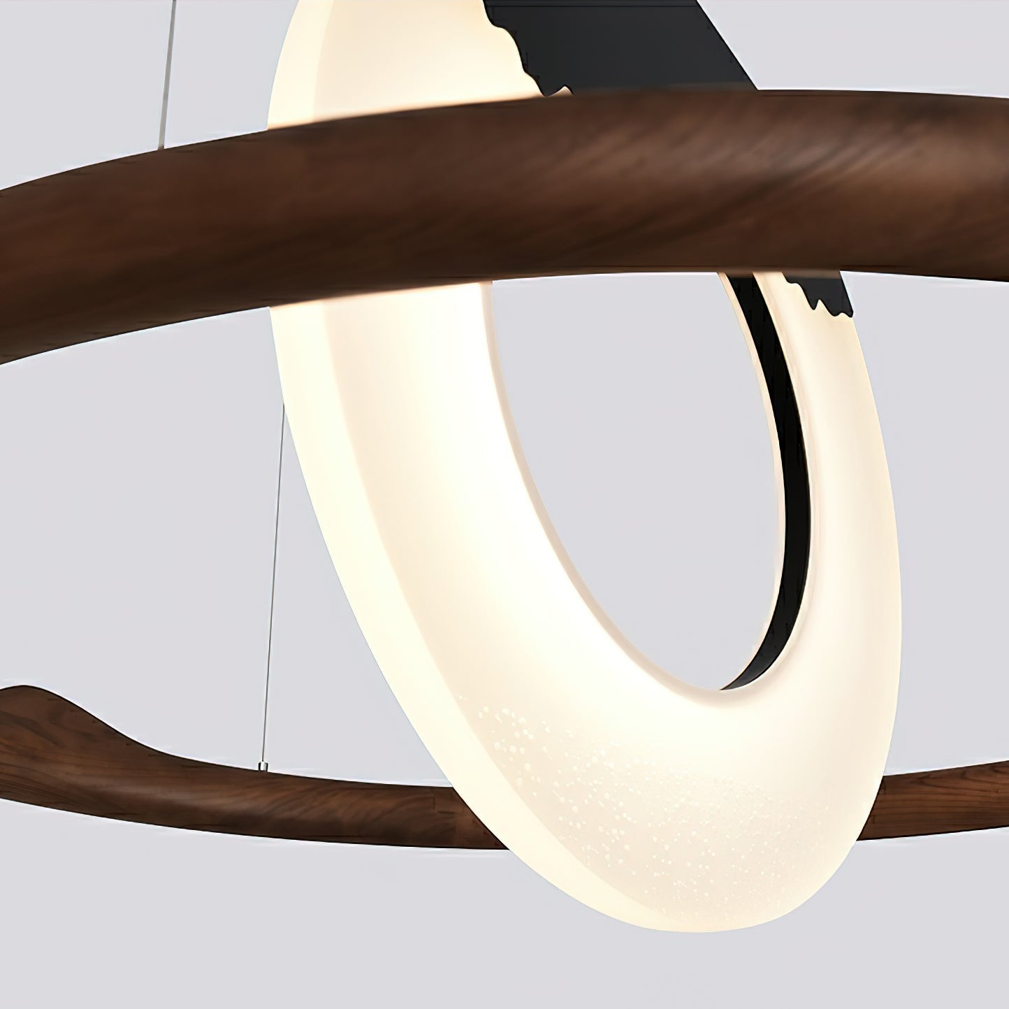 Modern Reincarnation Wood Ring LED Pendant Light Circular Minimalist Chandelier