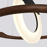 Modern Reincarnation Wood Ring LED Pendant Light Circular Minimalist Chandelier