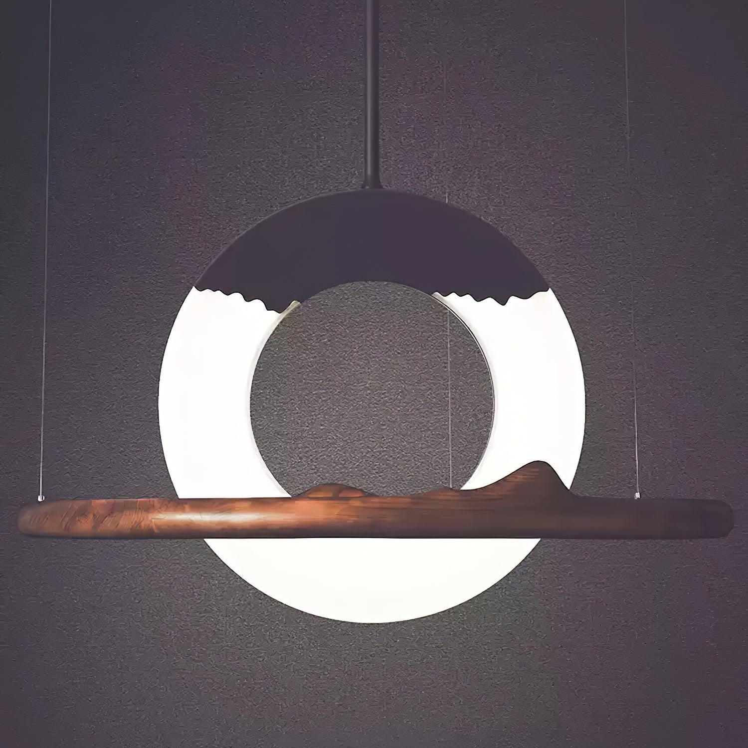 Modern Reincarnation Wood Ring LED Pendant Light Circular Minimalist Chandelier