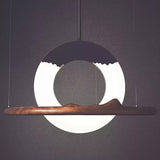 Modern Reincarnation Wood Ring LED Pendant Light Circular Minimalist Chandelier