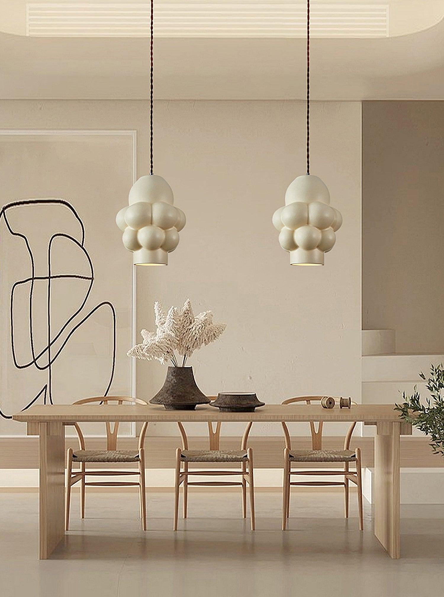 Modern Resin Cream Pendant Light Minimalist Hanging Ceiling Lamp for Home Interior