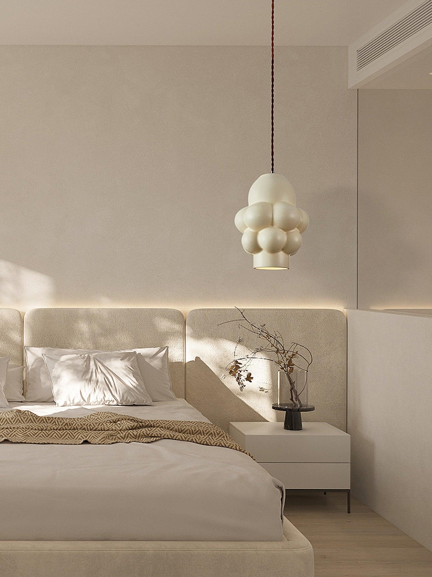 Modern Resin Cream Pendant Light Minimalist Hanging Ceiling Lamp for Home Interior