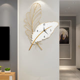 Modern Resin Feather LED Wall Clock Silent Artistic Sconce for Living Room Bedroom Decor