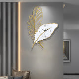 Modern Resin Feather LED Wall Clock Silent Artistic Sconce for Living Room Bedroom Decor