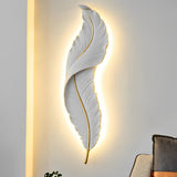 Modern Resin Feather LED Wall Sconce Luxury White Light for Bedroom and Living Room