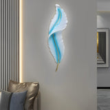 Modern Resin Feather LED Wall Sconce Luxury White Light for Bedroom and Living Room