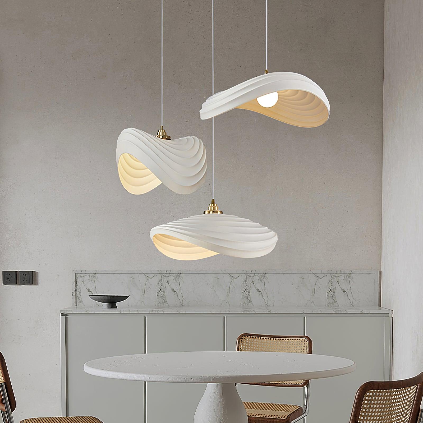 Modern Resin Flow Form Layered Pendant Light Organic Sculptural Ceiling Lamp
