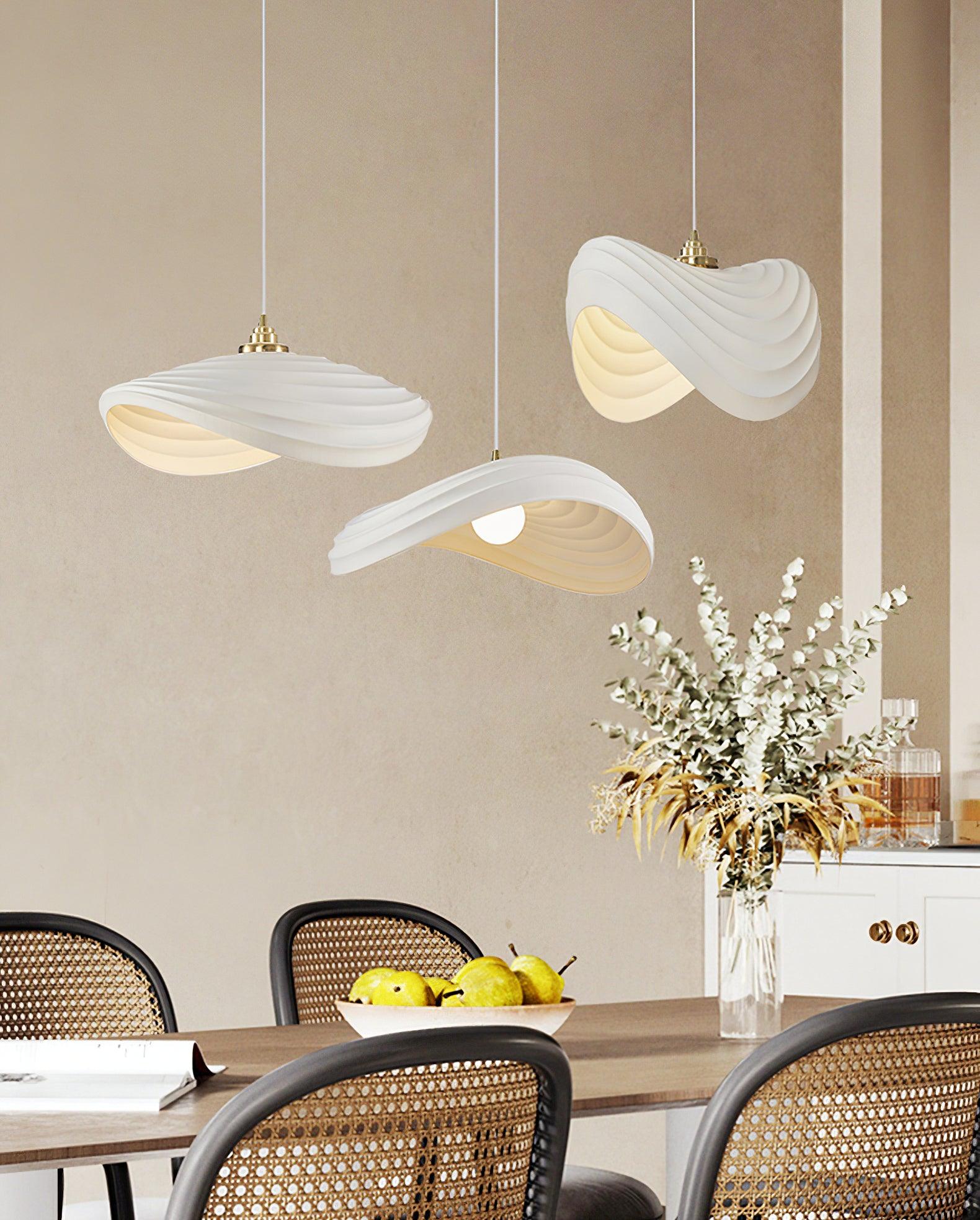 Modern Resin Flow Form Layered Pendant Light Organic Sculptural Ceiling Lamp