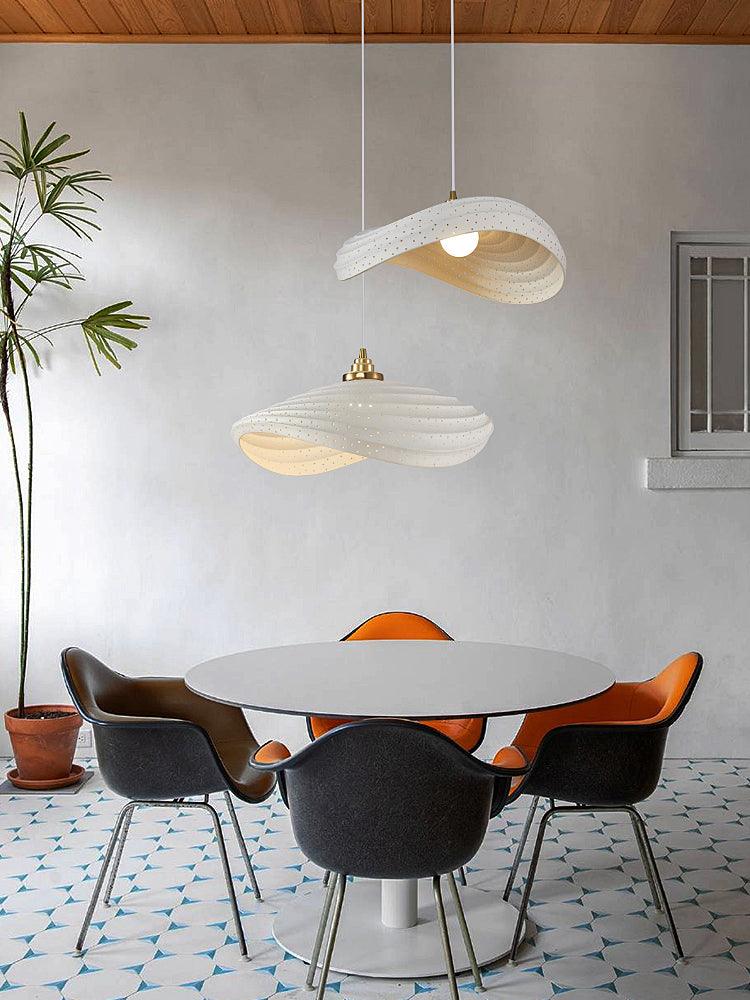 Modern Resin Flow Form Layered Pendant Light Organic Sculptural Ceiling Lamp