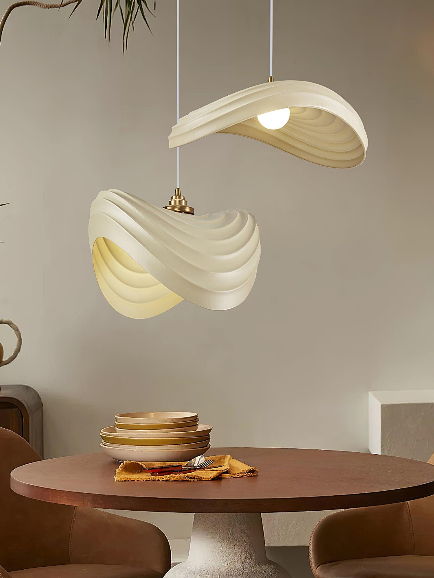 Modern Resin Flow Form Layered Pendant Light Organic Sculptural Ceiling Lamp