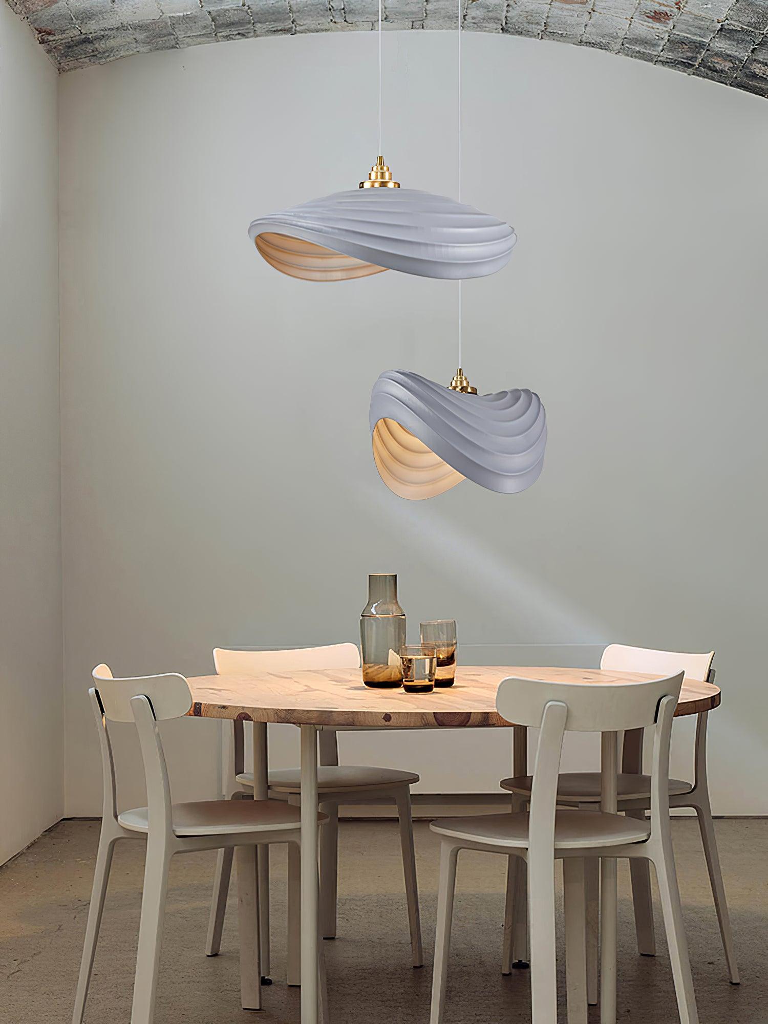 Modern Resin Flow Form Layered Pendant Light Organic Sculptural Ceiling Lamp