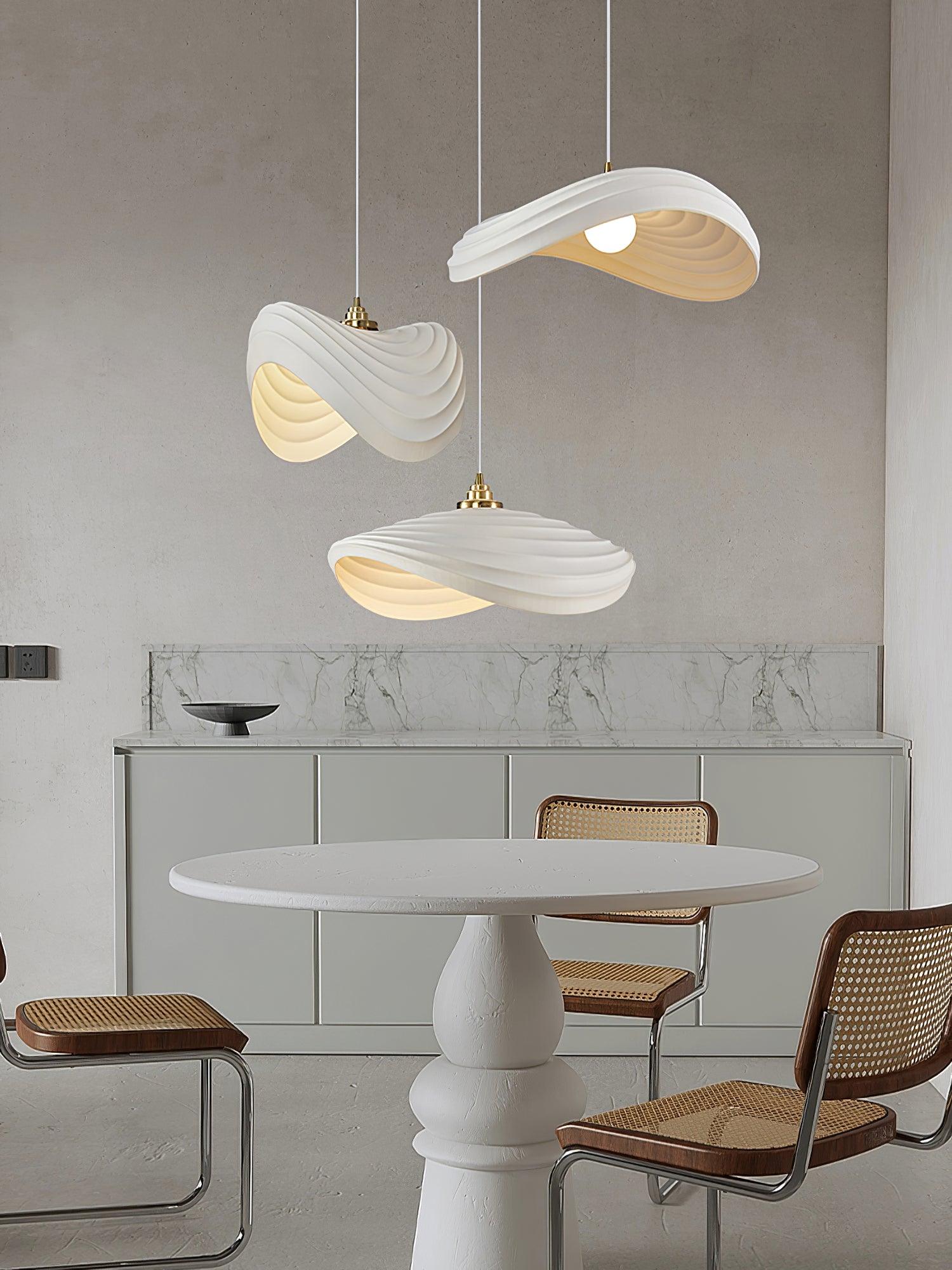 Modern Resin Flow Form Layered Pendant Light Organic Sculptural Ceiling Lamp