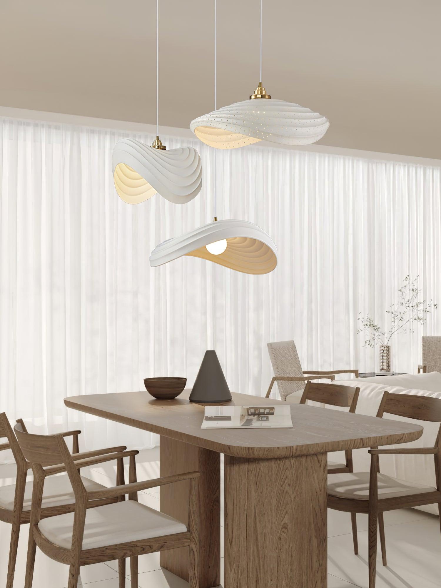 Modern Resin Flow Form Layered Pendant Light Organic Sculptural Ceiling Lamp