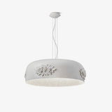 Modern Resin Pendant Light with Crystal Accents White and Beige LED Ceiling Fixture for Elegant Interiors