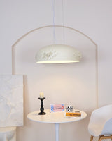 Modern Resin Pendant Light with Crystal Accents White and Beige LED Ceiling Fixture for Elegant Interiors
