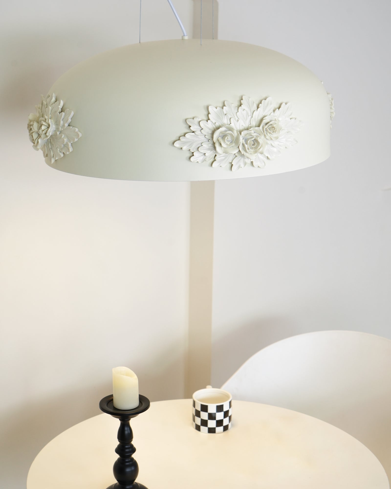 Modern Resin Pendant Light with Crystal Accents White and Beige LED Ceiling Fixture for Elegant Interiors