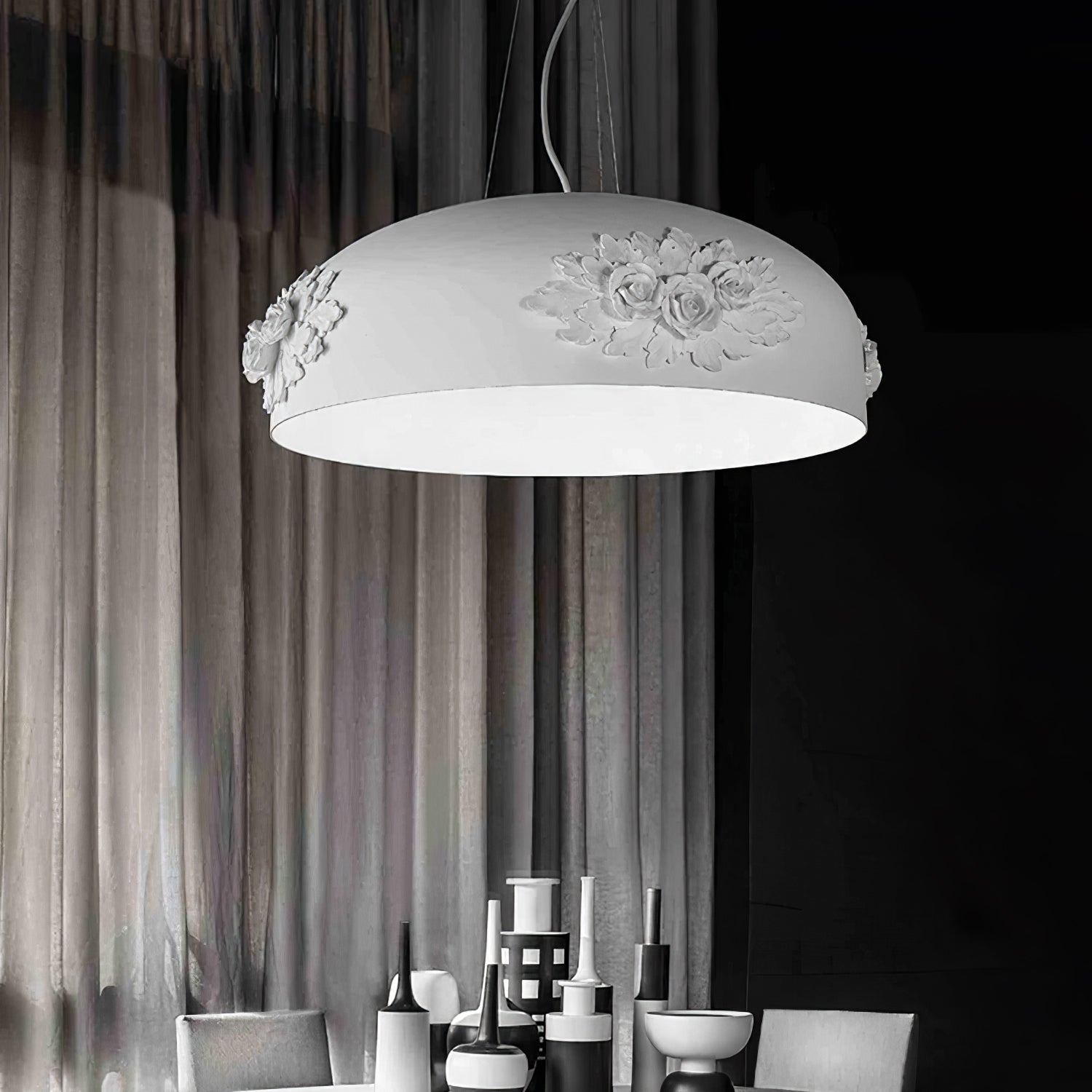 Modern Resin Pendant Light with Crystal Accents White and Beige LED Ceiling Fixture for Elegant Interiors