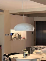 Modern Resin Pendant Light with Crystal Accents White and Beige LED Ceiling Fixture for Elegant Interiors