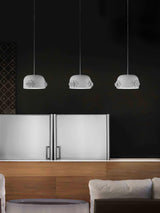 Modern Resin Pendant Light with Crystal Accents White and Beige LED Ceiling Fixture for Elegant Interiors