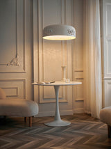 Modern Resin Pendant Light with Crystal Accents White and Beige LED Ceiling Fixture for Elegant Interiors