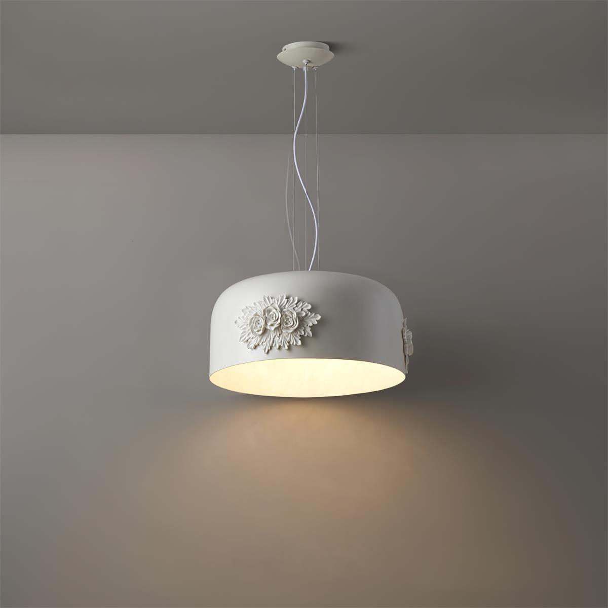 Modern Resin Pendant Light with Crystal Accents White and Beige LED Ceiling Fixture for Elegant Interiors
