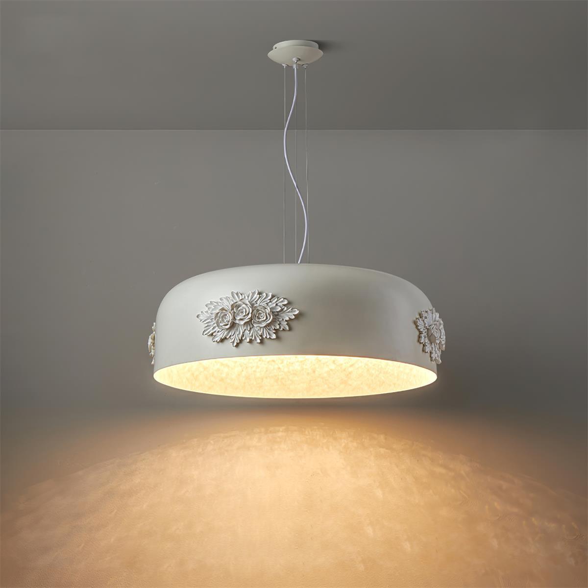 Modern Resin Pendant Light with Crystal Accents White and Beige LED Ceiling Fixture for Elegant Interiors