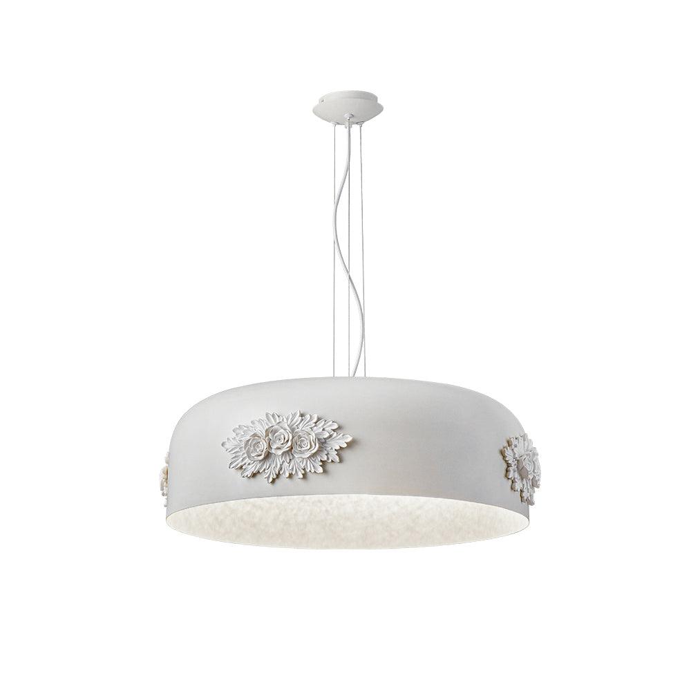 Modern Resin Pendant Light with Crystal Accents White and Beige LED Ceiling Fixture for Elegant Interiors