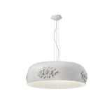 Modern Resin Pendant Light with Crystal Accents White and Beige LED Ceiling Fixture for Elegant Interiors