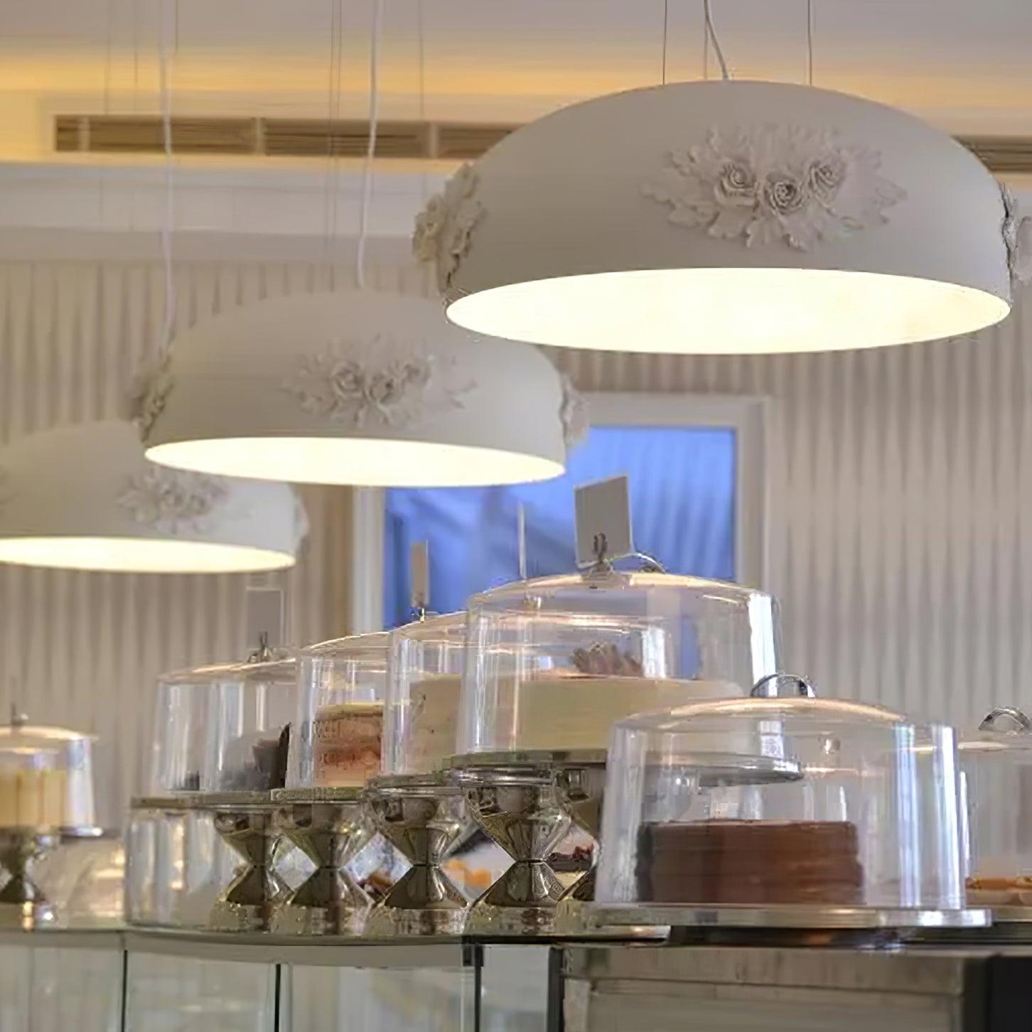 Modern Resin Pendant Light with Crystal Accents White and Beige LED Ceiling Fixture for Elegant Interiors