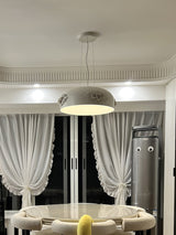 Modern Resin Pendant Light with Crystal Accents White and Beige LED Ceiling Fixture for Elegant Interiors