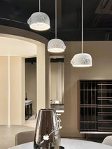 Modern Resin Pendant Light with Crystal Accents White and Beige LED Ceiling Fixture for Elegant Interiors