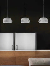 Modern Resin Pendant Light with Crystal Accents White and Beige LED Ceiling Fixture for Elegant Interiors
