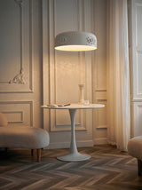 Modern Resin Pendant Light with Crystal Accents White and Beige LED Ceiling Fixture for Elegant Interiors